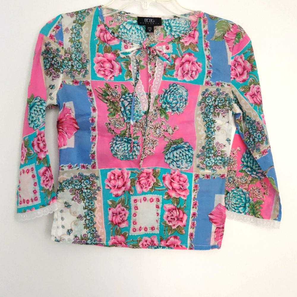 XS Sheer Cotton floral print top